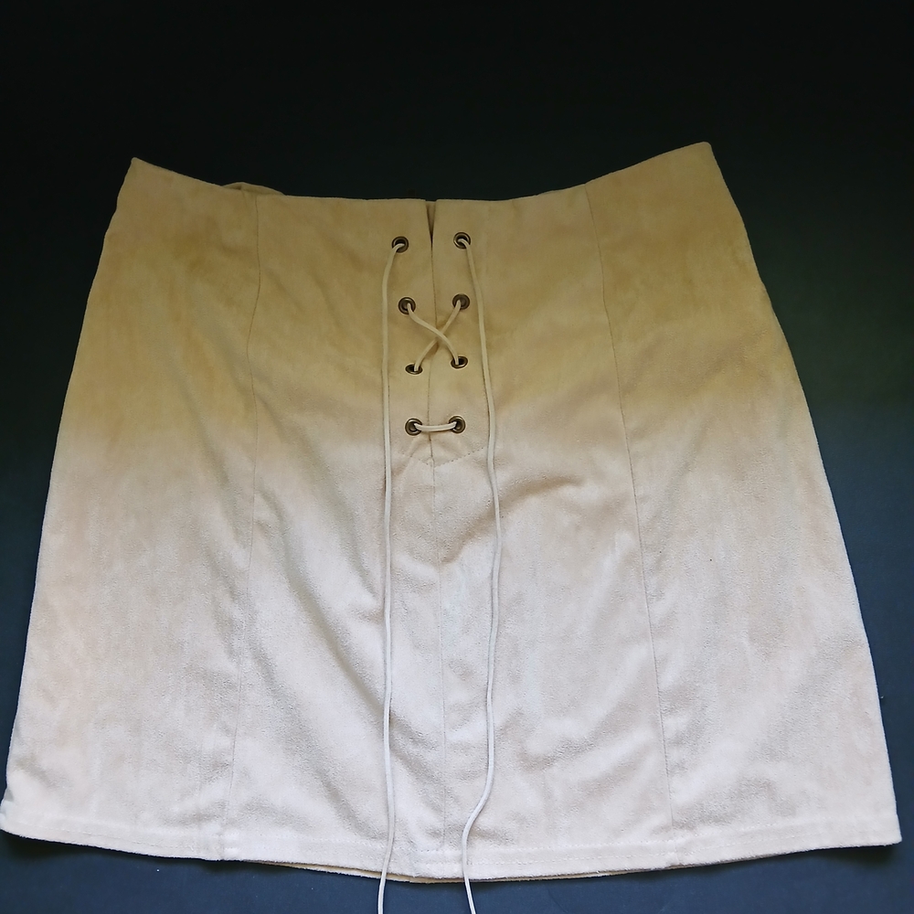Elegant Cream Lace-Up Skirt